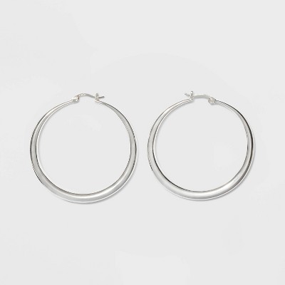Silver Plated Graduated Hoop Earrings 50mm - A New Day™ Silver : Target