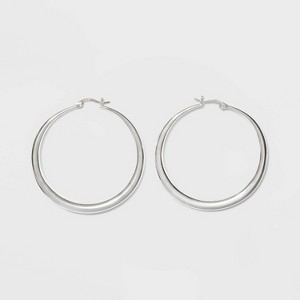 Silver Plated Graduated Hoop Earrings 50mm - A New Day™ Silver - 1 of 2