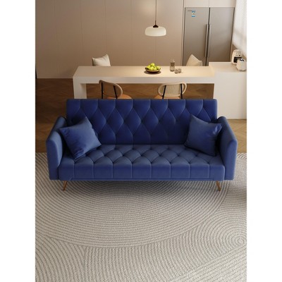 NicBex Convertible Sleeper Chair,American Retro Velvet Sofa Bed with Multiple Adjustable Postures,Couches with Metal Legs for Living Room