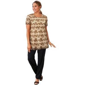 Jessica London Women's Plus Size Stretch Lace Tunic - 1 of 4