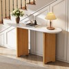 Narrow Console Table, Entryway Table with Oval Faux Marble Top, Rustic Sofa Table with Curved Legs, Hallway Accent Table for Living Room - 2 of 4