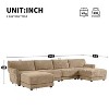 142"W U-Shaped Modular Sectional Sofa with USB Ports, Chenille Upholstered 6-Seat Couch with Petal Armrests & Ottomans - ModernLuxe - 3 of 4