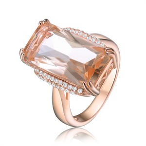 Guili Luxe Rose Gold-Plated Sterling Silver Ring, Champagne Radiant-Cut Cubic Zirconia, Clear Accents, Elegant Cocktail Jewelry, Sizes 6-8. - 1 of 4