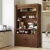 72-inch High Coffee Bar Cabinet, with LED Lights, Storage Cabinet, Microwave Oven Rack, wine Rack, Glass Rack, Dining Room, Warm Brown - 3 of 4