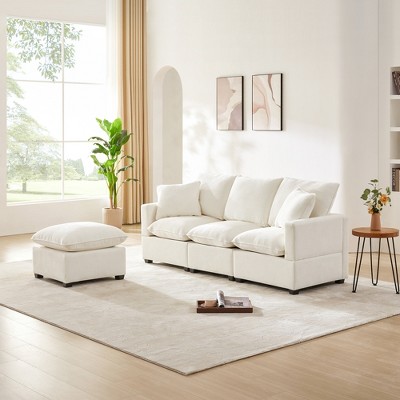 7/6/5/4 Seat Upholstered Sectional Sofa Couch, Modular Sofa with 2 Pillows 4M -ModernLuxe
