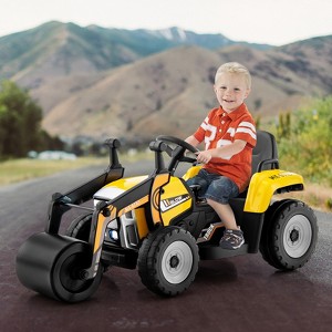 Infans Kids Ride On Road Roller 12V Electric Tractor Remote w/ Music & LED Light Yellow - 1 of 4
