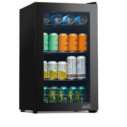 Newair 100 Can Beverage Fridge with Glass Door, Small Freestanding Mini  Fridge in Stainless Steel