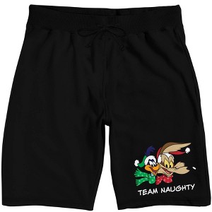 Looney Tunes Team Naughty Men's Black Sleep Pajama Shorts - 1 of 4