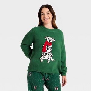 Women's Dalmatian Holiday Matching Family Sweater - Wondershop™ Green - 1 of 4