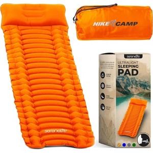 SereneLife Ultralight Sleeping Pad + Carrying Bag - Lightweight & Compact Air Mattress for Backpacking, Hiking (Orange) - 1 of 4