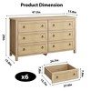 Rattan 6 Dresser for Bedroom, 47.2" Wide Dresser, Boho Wide Drawer Dresser with Storage, Wooden Closet Dressers Chest of Drawers - 2 of 4