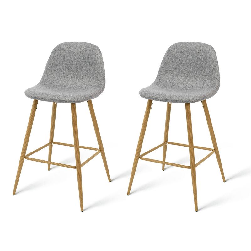 26" Spoon Upholstered Counter Stools  Metal Leg  (Set Of 2) -Maison Boucle, 3 of 11