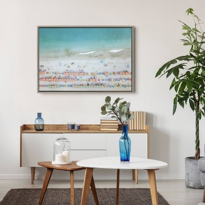 Monterosso Coastal Gray Canvas Print with Frame, 36" x 27"