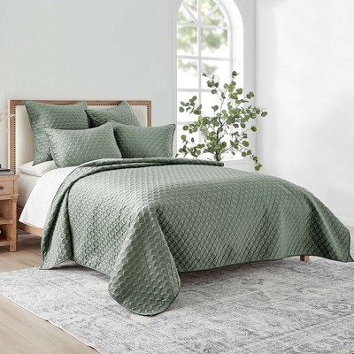 - Merano Quilt - King - Quilted Velvet - Seafoam Green - Quilt Size 106x92in. - Polyester Velvet