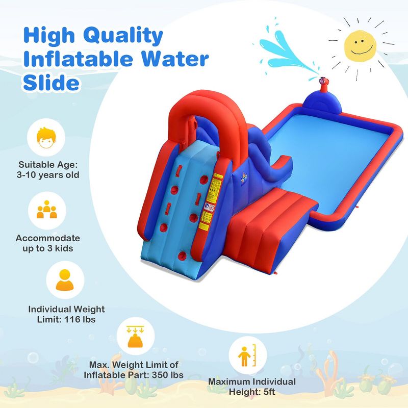 Costway Inflatable Water Slide Park w/ Climb Slide Pool & 2 Swim Rings Blower Excluded, 5 of 11
