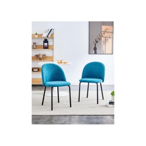 Modern Iron-Legged Chairs with Cushioned Comfort, 2-Pack - 1 of 4