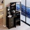 Makeup Vanity Desk with Mirror, Makeup Vanity Table with Stool, Dressing Table with Drawers & Open Storage Shelves for Bedroom Small Space - 4 of 4
