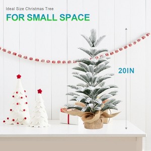Racxily Full PE Snowy Christmas Tree - 1.6FT Flocked Tabletop Mini Tree with 85 Tips,Lifelike Look, Winter Style, for Home/Office/Gifts,White - 1 of 4