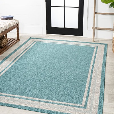 Modern Ivory Stripe 5' x 8' Synthetic Indoor/Outdoor Rug