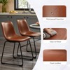 Wooakway Mid-century Accent Chair Armless Industrial Faux Leather Barstools with Metal Legs Dining Chair for Home Office Kitchen Island - 3 of 4