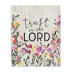 Stupell Industries Trust in the Lord Proverb Spring Watercolor Flowers, 16" x 20" - 1 of 4
