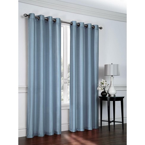 Victoria Classics Faux Silk 84 In L, Blue Grommet Curtains