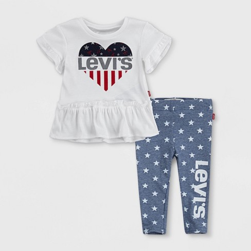 Indtil nu bestikke gennemse Levi's® Baby Girls' 2pc Ruffle Tunic Top & Leggings Set - White : Target