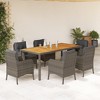 vidaXL Garden Dining Set Grey PE Rattan 6-seater Removable Covers - 2 of 4