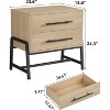 Modern Nightstand with Drawers – Light Wood Side Table with Metal Legs for Bedroom & Living Room - 3 of 4