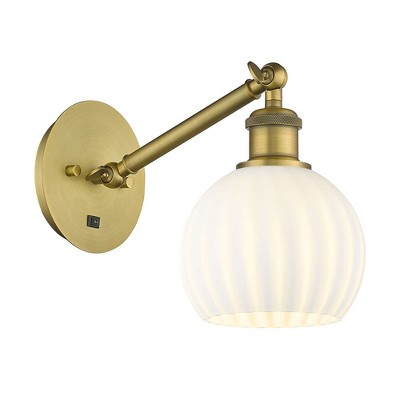 White Venetian - 1 Light Arm Adjusts Up and Down Wall Sconce In Modern Style-8 Inches Tall and 6 Inches Wide