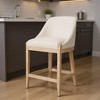 HomeRoots 27" Beige and Natural Fabric and Solid Wood Counter Height Bar Chair - 2 of 4