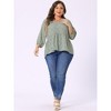 Agnes Orinda Women's Plus Size V Neck Babydoll 3/4 Lantern Sleeve Casual Floral Flowy Blouses - 3 of 4