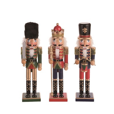 Transpac Wood Royal Nutcracker Figurine Set of 3 Decorative Nutcrackers for Christmas Multicolor Tabletop Decor Indoor Use Gift Giving and Hostess