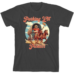 "Parking Lot Pioneer" Old West Wagon Football Cowboy Youth Short Sleeve Tee - 1 of 2