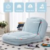 Cotton Filled Folding Floor Sofa Chair with Adjustable Backrest for Gaming and Meditation, Plush Teddy Fabric Lounge Seat-Baofuwish - 3 of 4