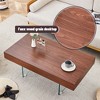 Modern Coffee Table Center Table Sofa Table Side Table Cocktail Table with Tempered Glass Legs, Rectangle/Square, Walnut/Natural-ModernLuxe - 4 of 4