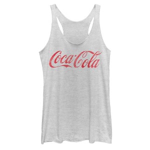 Women's Coca Cola Distressed Logo Racerback Tank Top - 1 of 3