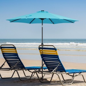 Okak Patio Umbrella with 32 Solar LED, Outdoor Umbrella with Tilt Adjustment and UV-Resistant Cover, Parasol Umbrella for Garden, Yard - 1 of 4