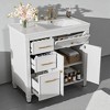 36" Freestanding Bathroom Vanity with Ceramic Sink, 4 Drawers, Adjustable Shelf & Tip-Out Drawer, MDF & Acacia Wood - 3 of 4