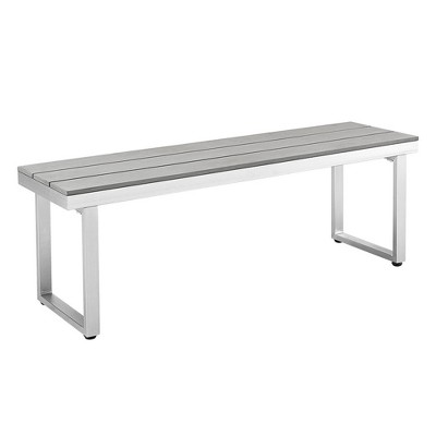 Aluminum/Wood All Weather Patio Dining Bench - Gray - Saracina Home