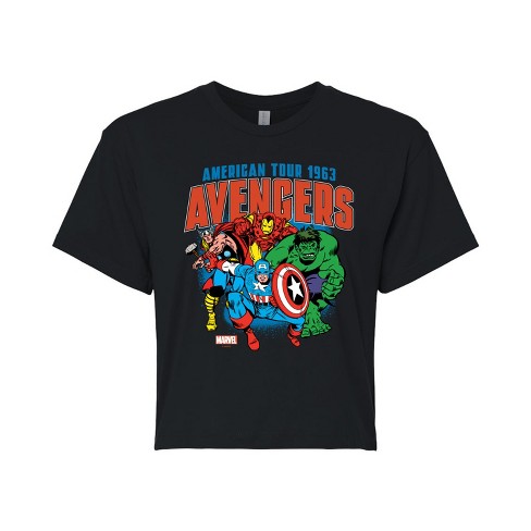 Women's - Marvel - Avengers American Tour Cropped Graphic T-Shirt - image 1 of 4