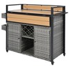 YOOCOZZ Wicker Rolling Grill Cart with Polywood Foldable Tabletop and Ample Storage Space, 52.8" - 2 of 4