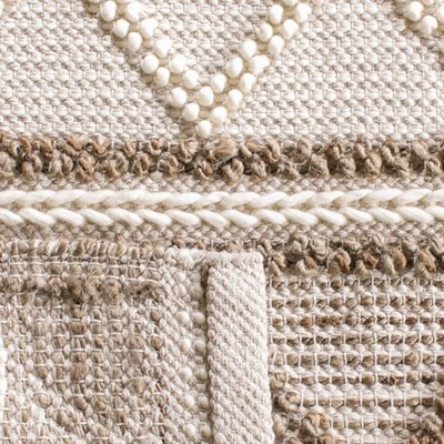 Taupe and Ivory Wool Cotton Square Area Rug