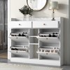 Shoe Storage Standing Shoe Rack With Drawers Shoe Multifunctional Shoe Storage Organizer for Entryway Hallway Corridor Living Entrance White - 2 of 4