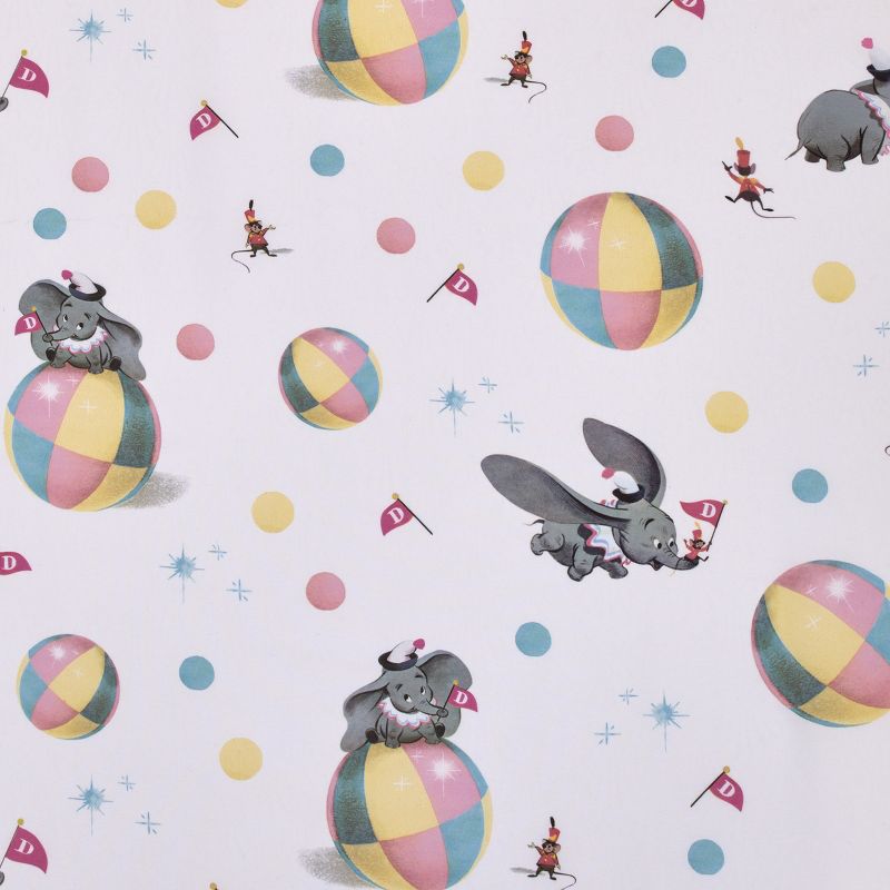 Disney Vintage Dumbo - Gray, White and Multi-Colored Circus Flags, Balls and Timothy Mouse Nursery Fitted Crib Sheet, 5 of 6
