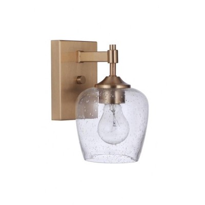 Satin Brass and Clear Glass Wall Sconce