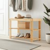 MAYEERTY 3-Tier Bamboo Shoe Rack Bench Compact Storage 286lb Capacity - 2 of 4