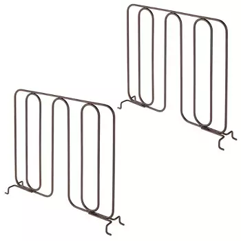 Mdesign Metal Wire Closet 2-tier Shelf Divider And Separator, 2 Pack -  White : Target
