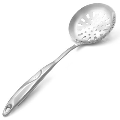 Zulay Kitchen Skimmer Spoon - Stainless Steel Slotted Spoon Large Bowl Hang Hole & Comfortable Grip Handle For Draining & Frying 14.5 inch