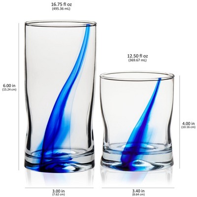 Libbey Blue Ribbon 16-Piece Glass Tumbler and Rocks Set